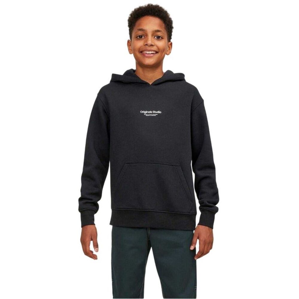 Jack And Jones Boys Vester Lettering Hoodie / Black